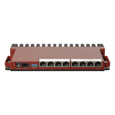 Router Board, 8 Puertos Gigabit + 1 puerto PoE-Out Pasivo, 1 Puerto SFP, Licencia Nivel 5 y montaje en Rack