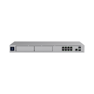 UniFi OS Console: Dream Machine PRO MAX. Administra hasta 200 dispositivos UniFi / 1 WAN GB 2.5G & 1 WAN SFP+ 10G / 1 LAN SFP+ 10G & 1 WAN SFP+ 10G / 128 GB SSD integrados, 2 bahías H