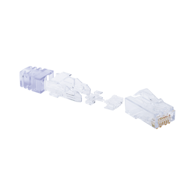 Plug RJ45 Cat6, Para Cable UTP de Calibre 23-24 AWG, Chapado en Oro de 50 micras.