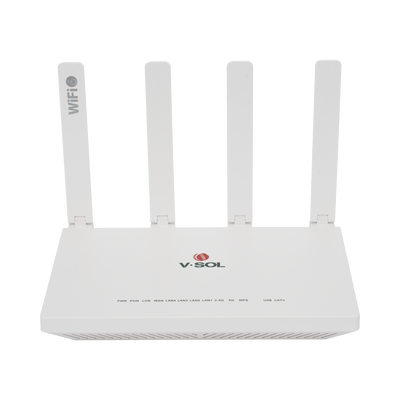 ONU Dual EPON/GPON con WIFI 6 + 1 puerto CATV + 1 puerto USB + 4 puertos Gigabit/ Puerto SC/APC, Hasta 1500 Mbps