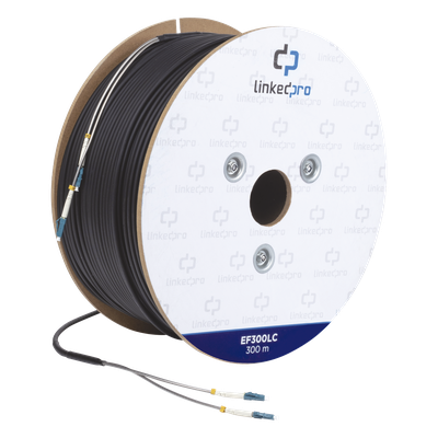 Fibra Óptica Monomodo Conectorizada Plug &amp; Play / 2 Hilos / Tight Buffer 900 μm / G.652D / LC Dúplex / Recubrimiento HDPE Negro / Atenuación ≤0.4 dB/km @ 1310 nm