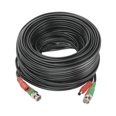 Cable Coaxial Armado de 20 Metros para Video y Energía / Optimizado para Cámaras 4K / Conector BNC (Video) y PLUG de Alimentación (Siamés) / Uso interior / Cable de Video 100% Cobre de Alta P