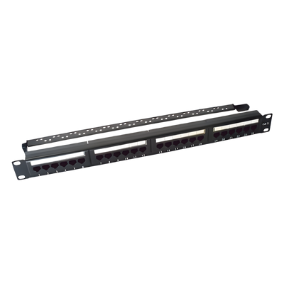 Panel de parcheo de impacto (110) UTP de 24 puertos Cat6, 19in, con barra para organizar cable