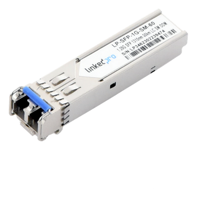 Transceptor SFP (Mini-Gbic) / Monomodo / 1.25 Gbps de velocidad / Conectores LC Dúplex / Hasta 60 km de Distancia