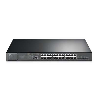 Switch L2+ Omada PoE+ / 24 Puertos PoE+ 10/100/1000 Mbps / 4 Puertos SFP+ 10G / 2 Puertos Consola (RJ45 y microUSB) / Administración Centralizada Omada o Stand-Alone / Multicast IGMP / Calida