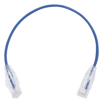 Cable de Parcheo Slim UTP Cat6 - 30 cm Azul Diámetro Reducido (28 AWG)