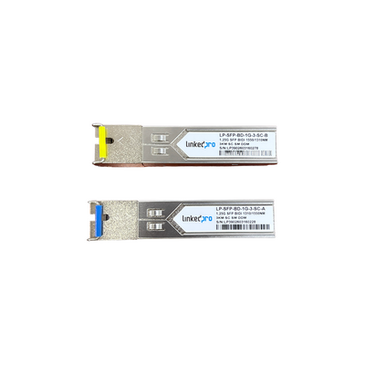 Transceptores Bidireccionales SFP (Mini-Gbic) / Monomodo / 1.25 Gbps de velocidad / Conector SC / Hasta 80 km de Distancia / 2 P