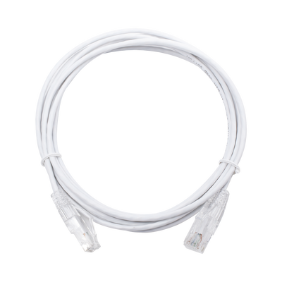 Cable de Parcheo Slim UTP Cat6 - 3 m Blanco Diámetro Reducido (28 AWG)