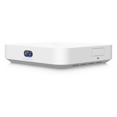 UniFi Cloud Gateway, Router multiWAN para balanceo/failover / Integra UniFi Network para administrar hasta 30 dispositivos UniFi, (1) puerto WAN 1/2.5 GbE y (4) puertos LAN GbE