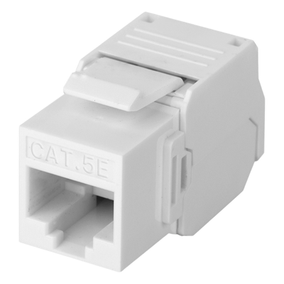 Módulo Jack Keystone Cat5e (toolless), con terminación en ángulo 180 º Color Blanco, Compatible con Faceplate y Patchpanel Linkedpro