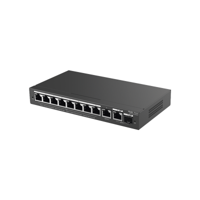 Switch Administrable PoE con 8 Puertos Gigabit PoE 802.3af/at + 1 Puerto Uplink Gigabit + 1 Puerto Combo SFP/RJ45 Gigabit, Gestión Gratuita desde la Nube, 120W